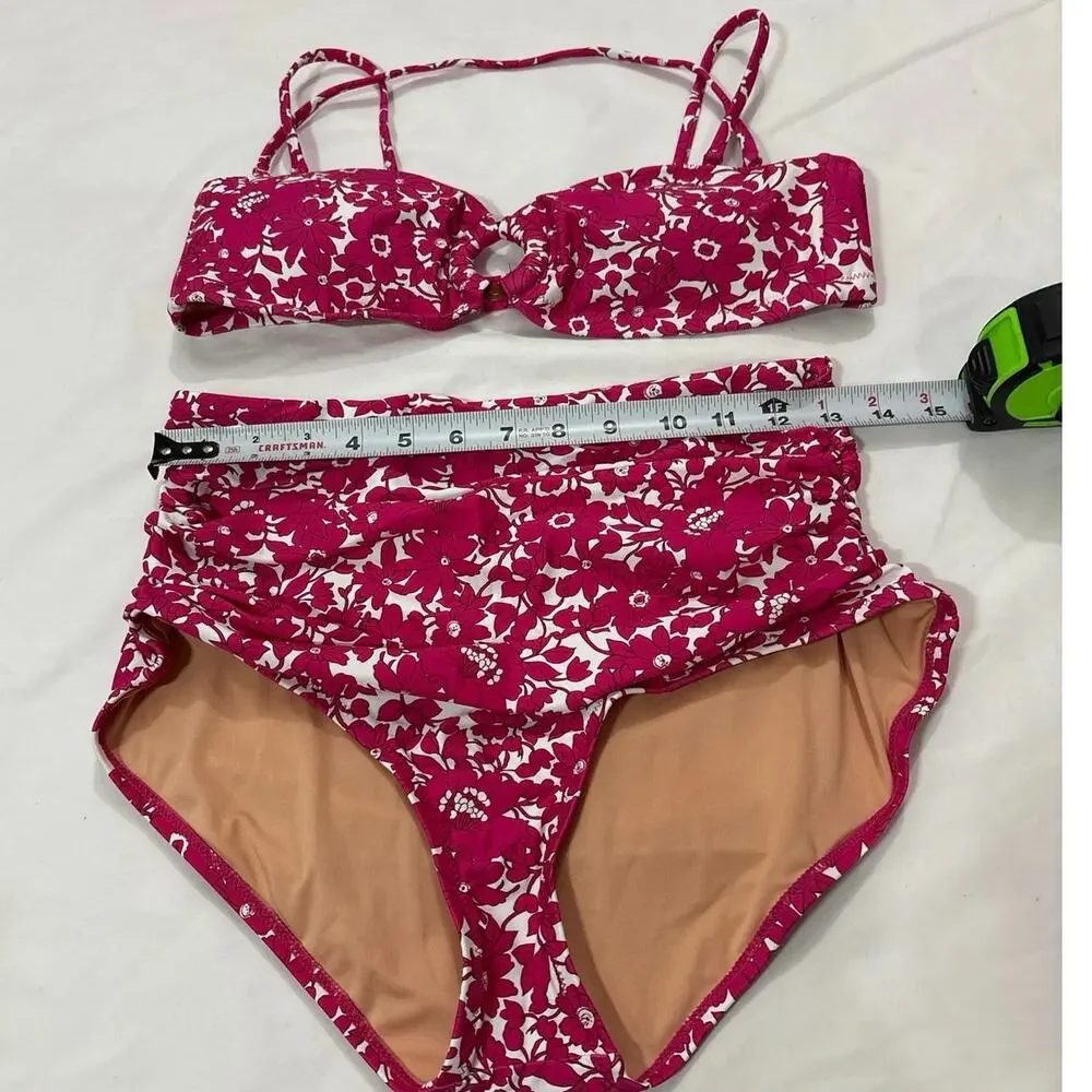 J.Crew Small Medium Pink Floral Bikini Set Bathing Suit Summer Swim Vacation